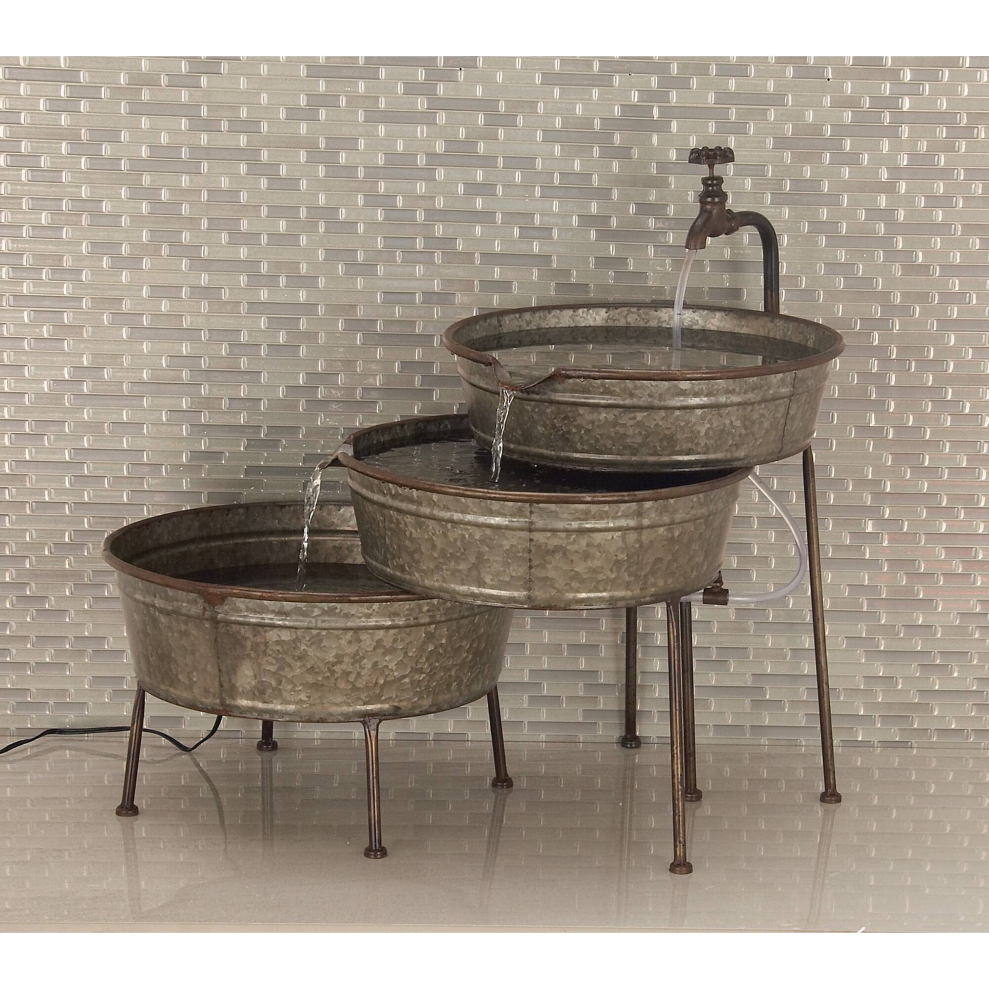 Grey Iron Farmhouse Fountain, 26" x 30" x 21"